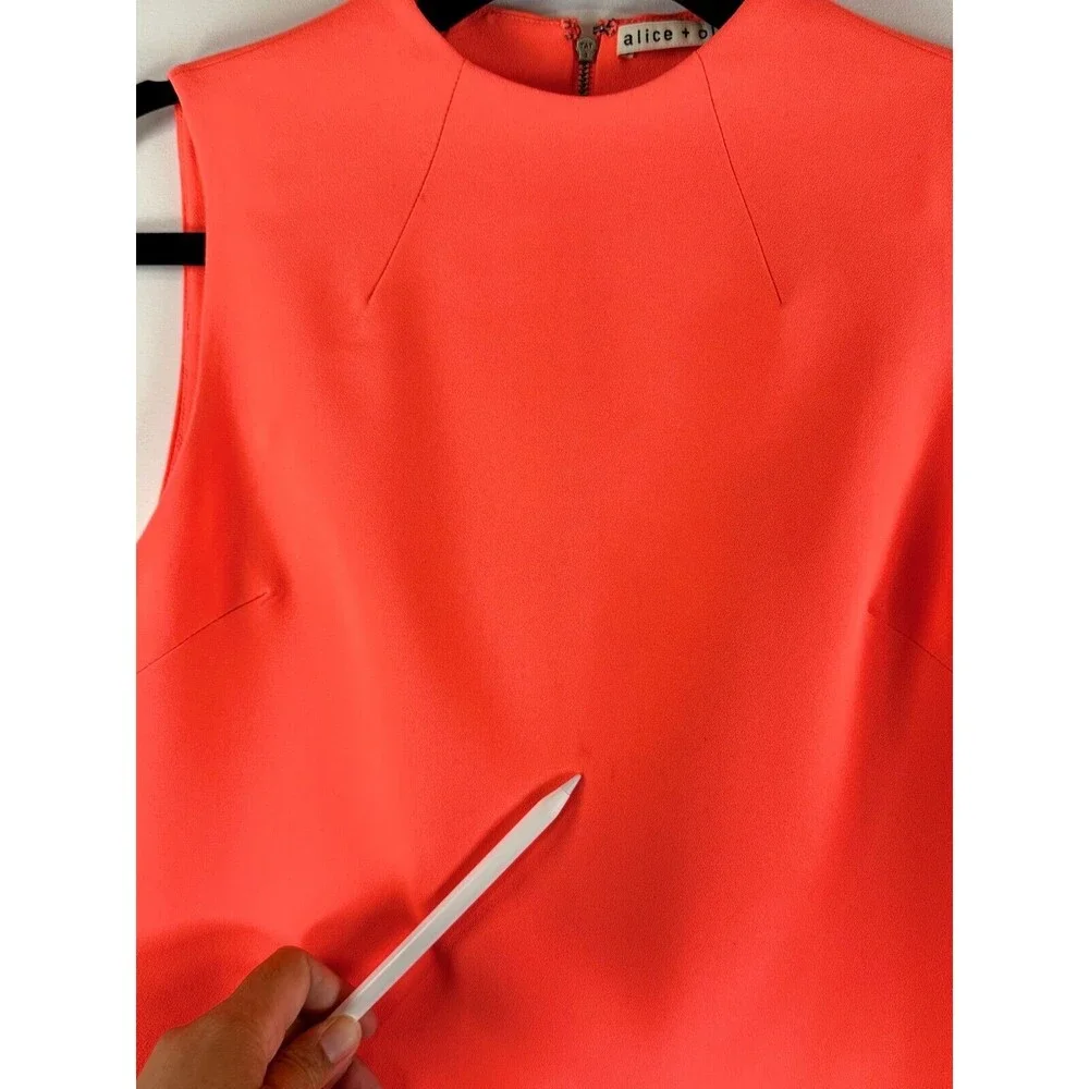 Alice Olivia Womens Dress Neon Coley Shift Crewneck Mini A Line Zip Back Size 2 - Picture 8 of 11